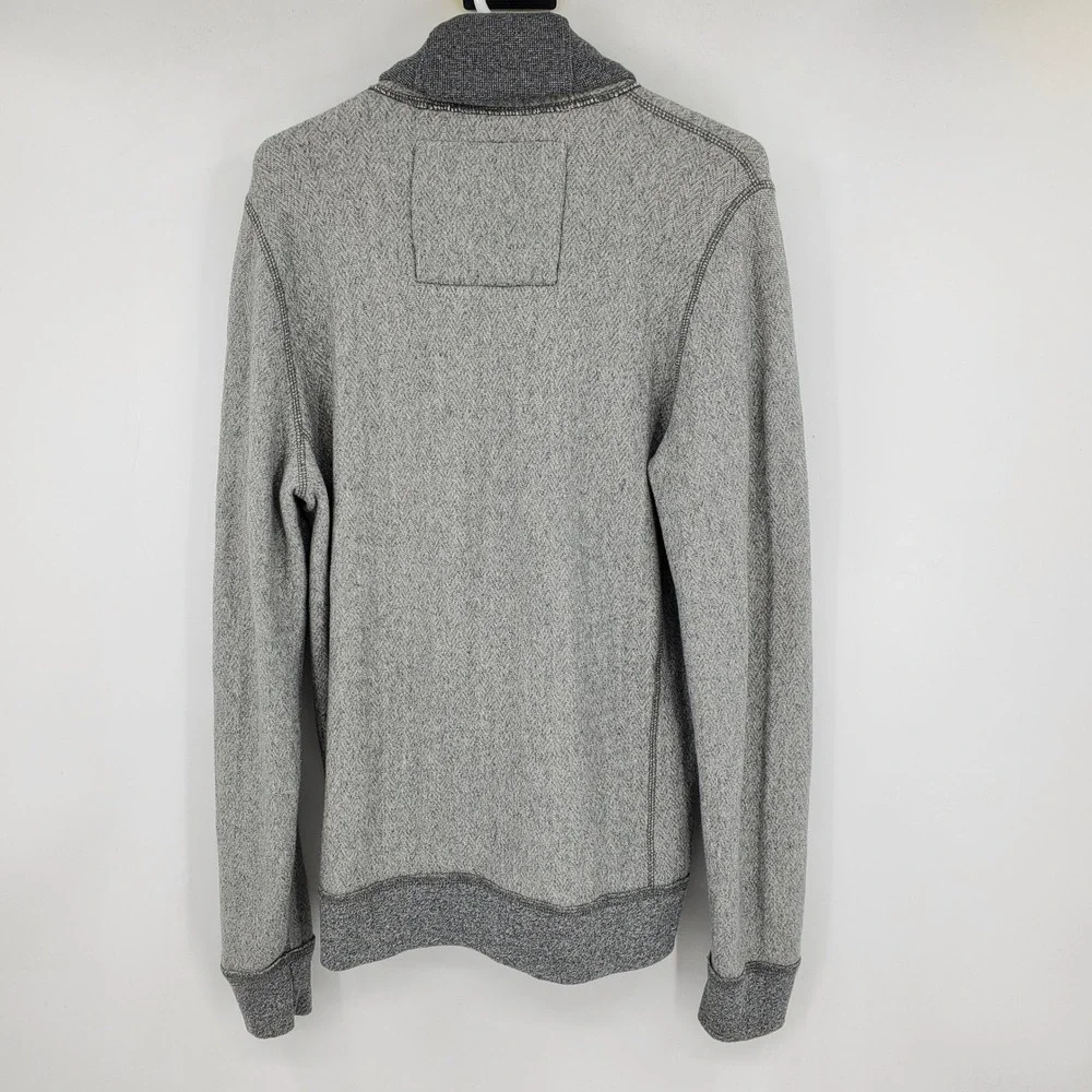 Abercrombie‎ Fitch Men Gray Herringbone Shawl Collar Cardigan Sweater Y2K Medium
